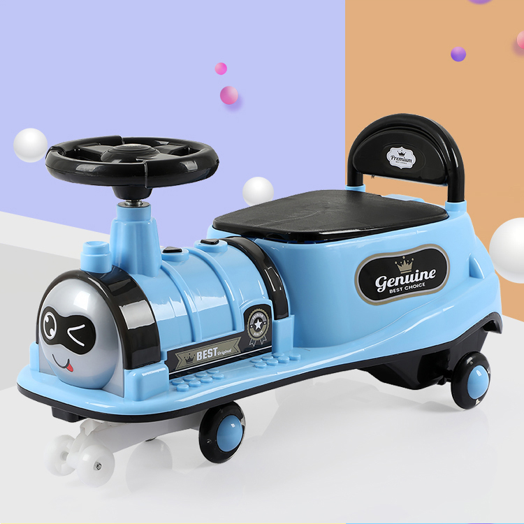 Children train wiggle car baby toy music light swing car