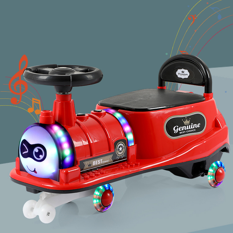 Children train wiggle car baby toy music light swing car
