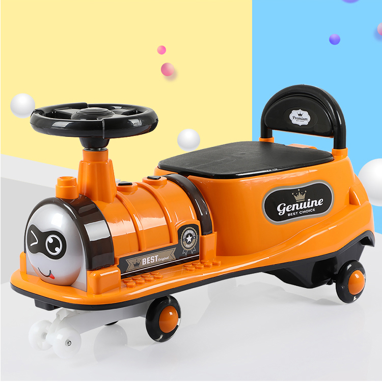 Children train wiggle car baby toy music light swing car