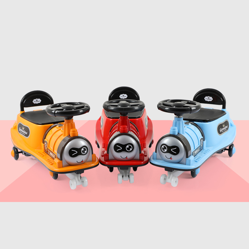 Children train wiggle car baby toy music light swing car