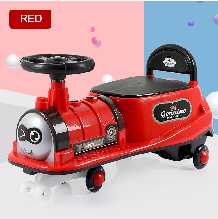 Children train wiggle car baby toy music light swing car