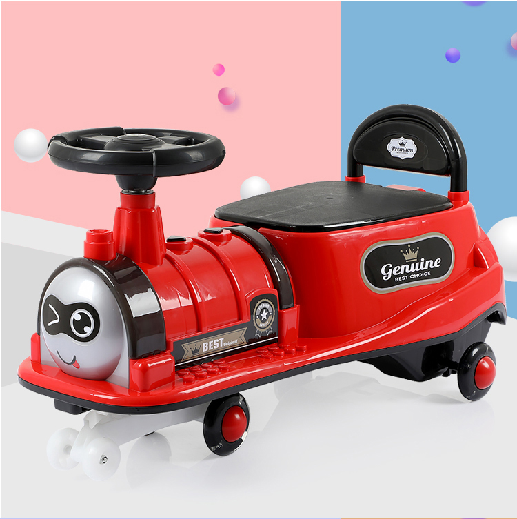 Children train wiggle car baby toy music light swing car