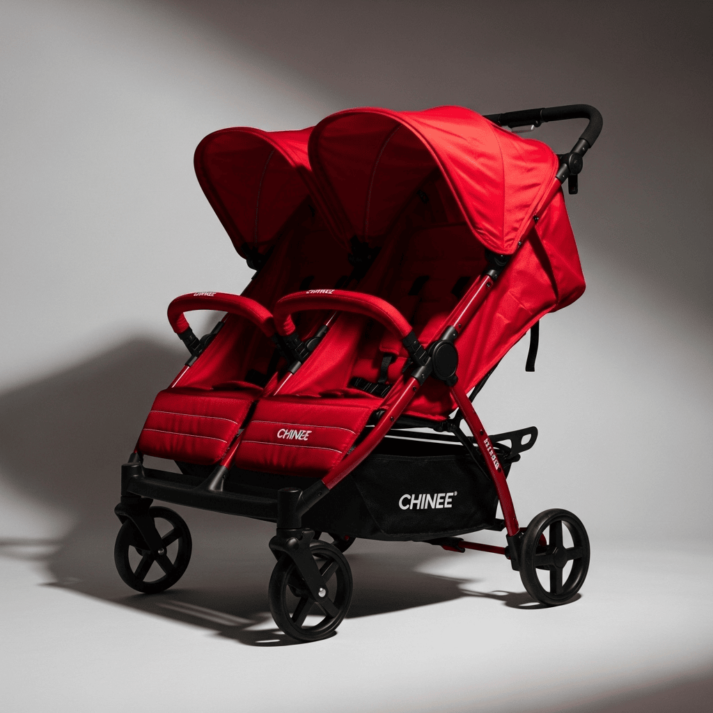 Customizable Red Twin-Stroller for OEM/ODM Partnerships – Childcare Industry Ready