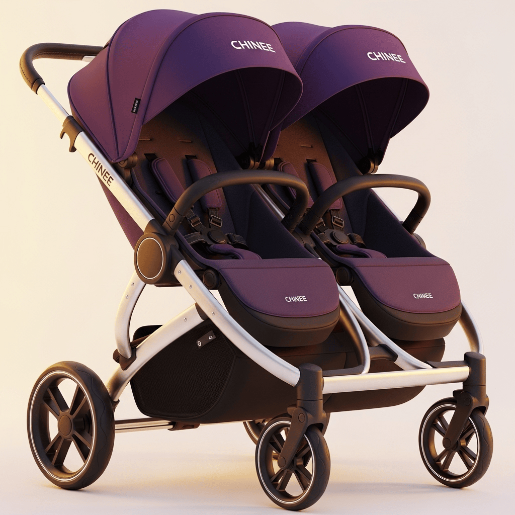 Customizable Twin Baby Stroller for OEM/ODM Manufacturing — Premium Purple Design for Baby Gear Industry