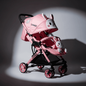 Customizable Pink Bunny-Themed Baby Stroller for OEM/ODM Manufacturing in Childcare and Toy Markets