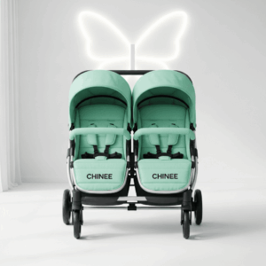 Customizable Twin Baby Stroller for OEM/ODM in Infant Care Industry – Mint Green Dual-Seat Design