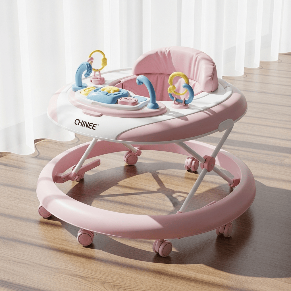 Customizable Pink Baby Walker with Activity Center for Infant Toys, OEM/ODM Ready