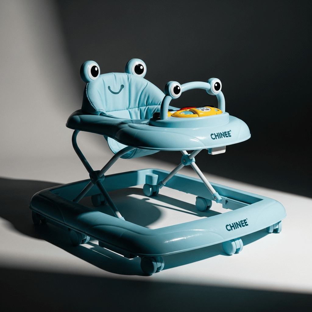 Customizable Blue Frog-Themed Baby Walker for Infant Mobility - OEM/ODM Ready for Toy Brands