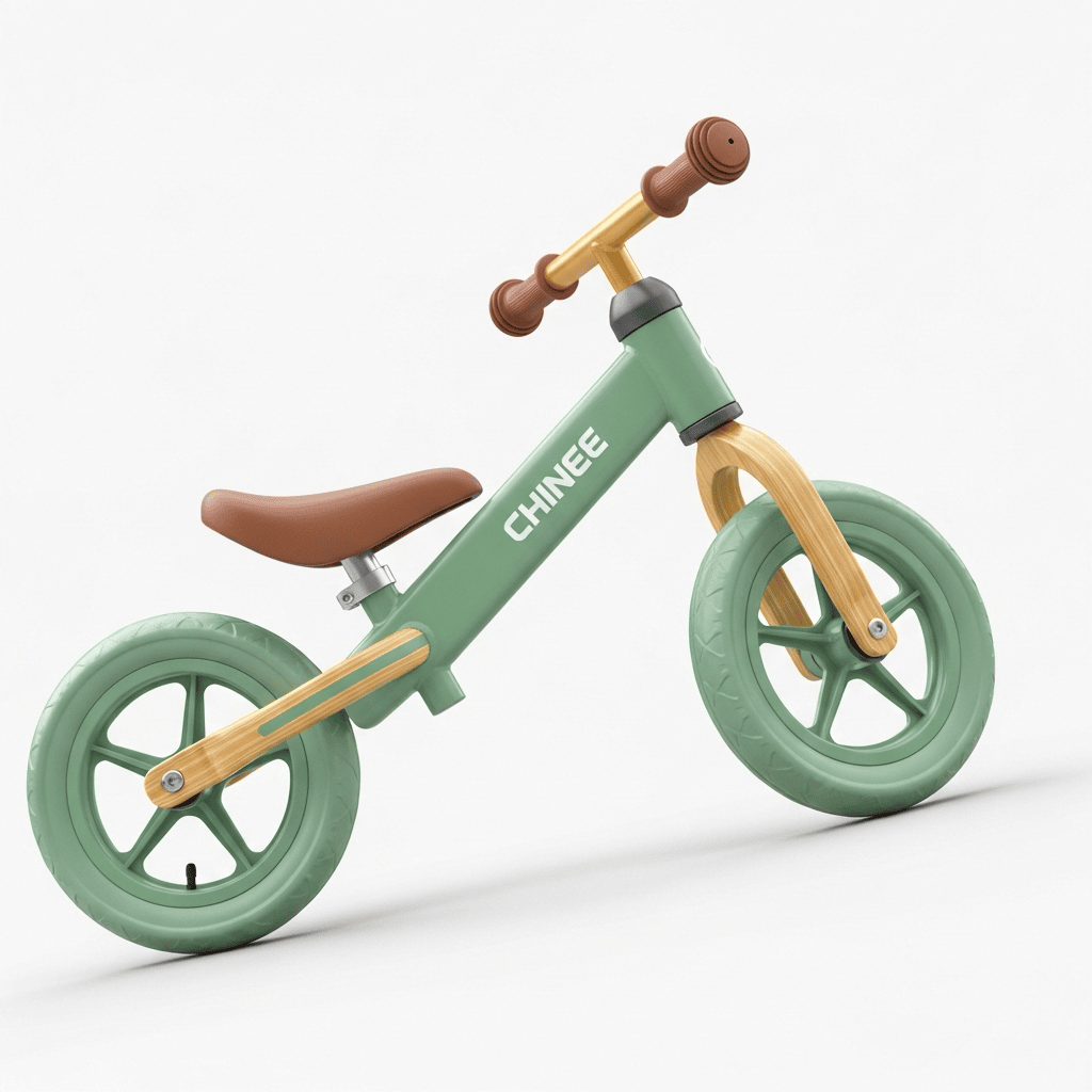 Customizable Green Wooden Balance Bike for OEM/ODM Toy Manufacturing and Early Education Industry