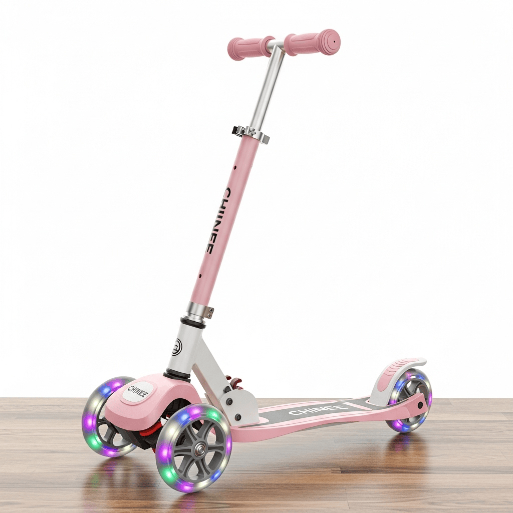 Customizable Pink Three-Wheel Kids Scooter for Toys, Retail, and OEM/ODM Partnerships