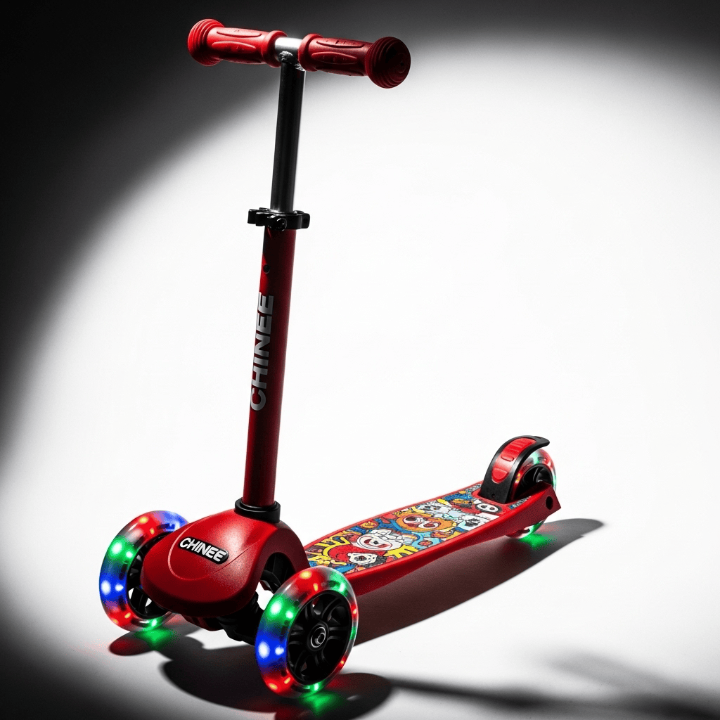 Customizable Red 3-Wheel LED Kids Scooter for OEM/ODM in the Toy Industry