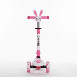 Customizable Pink Bunny-Head Three-Wheeled Kids Scooter for OEM/ODM Toy Manufacturing