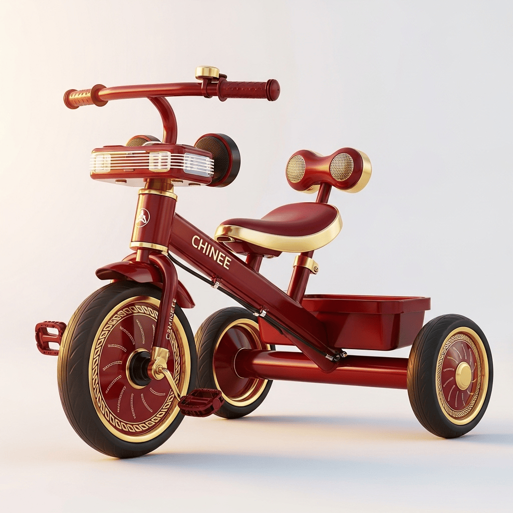 Customizable Red and Gold Kids Tricycle for OEM/ODM Manufacturing — Durable Toddler Ride-On Toy