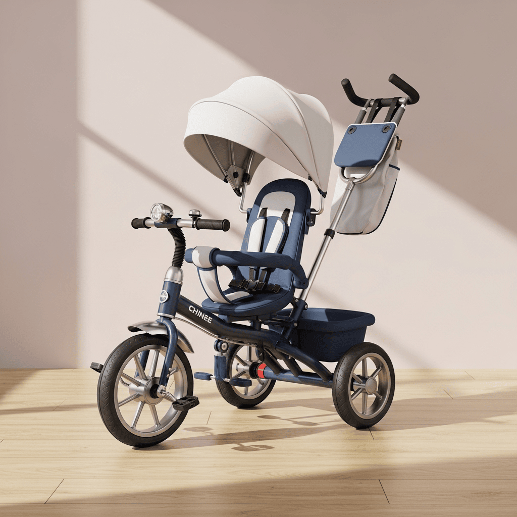 OEM/ODM Ready Customizable Three-Wheel Kids Tricycle with Canopy for Mobility and Toy Industries
