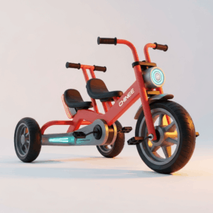 OEM/ODM Ready Customizable LED Two-Seat Three-Wheel Kids Tricycle for Toy, Education and Family-Play Markets