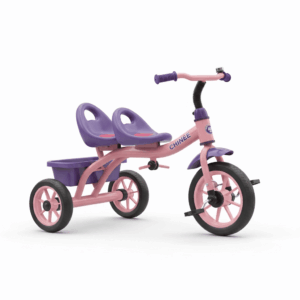 Customizable Dual-Seat Kids Tricycle for OEM/ODM Manufacturing — Pink & Purple Ride-On Toy