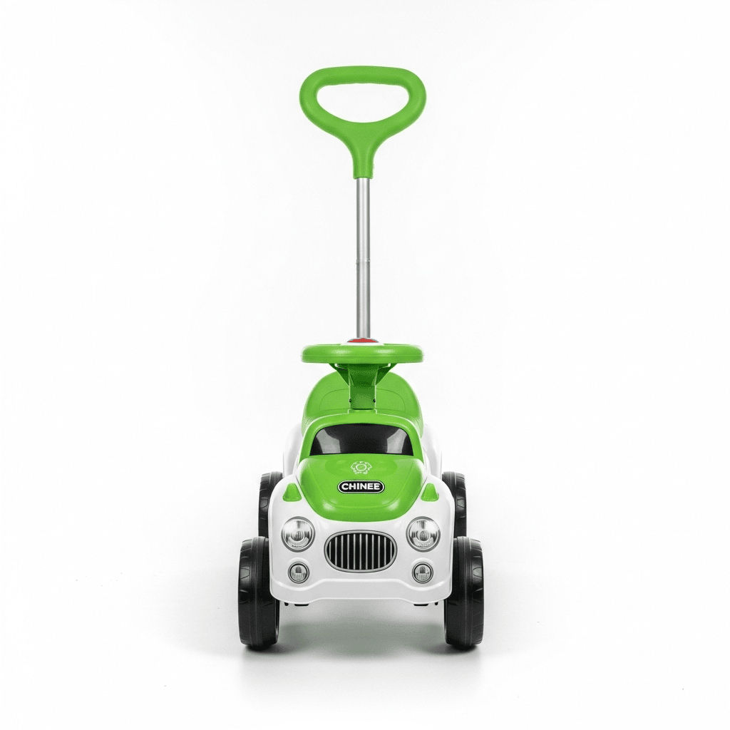 Customizable Green and White Push Car for Toddlers - OEM/ODM Ready Car-Shaped Ride-On Toy