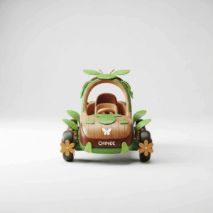 Customizable Wooden Toy Car with Green Leaf Accents – Ideal OEM/ODM Solution for Kids Toys Industry