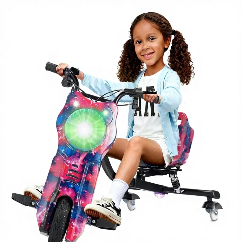 007B Kids Electric Tricycle 360° Spin Drift Balance Ride on Toy with LED Light Bluetooth Perfect Gift for Kids Mexico Warehouse