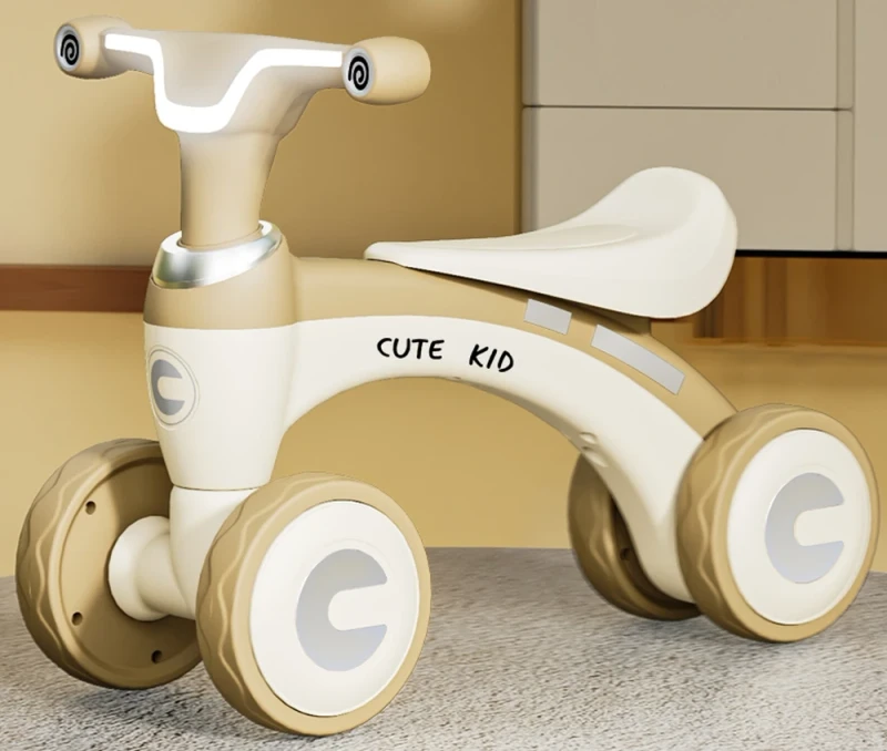 1-3 Years Old Cute Mini Balance Bike 3-in-1 Electric Ride-On Car with Slide Toy for Toddlers Made of Durable Plastic