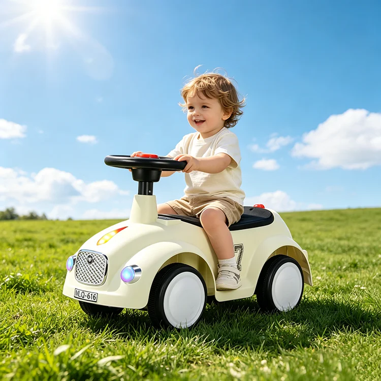 1-3Y Kids Ride on Sliding Car with Music LED Lights Anti-Rollover 4 Wheel Toddler Balance Toy for Boys Girls