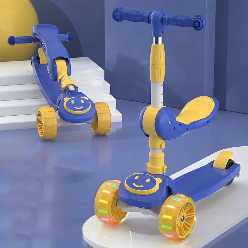1-7 Year Old Kids Scooters with Seats and Music Three Wheels Kids Scooter