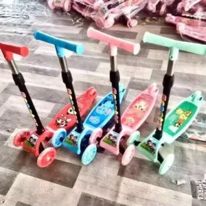 1 to 6 Years Baby Wide Scooter Board Kids Toddler Adjustable Height Flash Glow Light 3 Wheel Folding Scooters