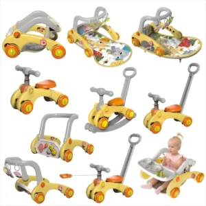 10 in 1 Convertible Playmat Multi Functional Baby Activity Gym with Rocking Horse Infant Walker Musical & Sports Educational Toy