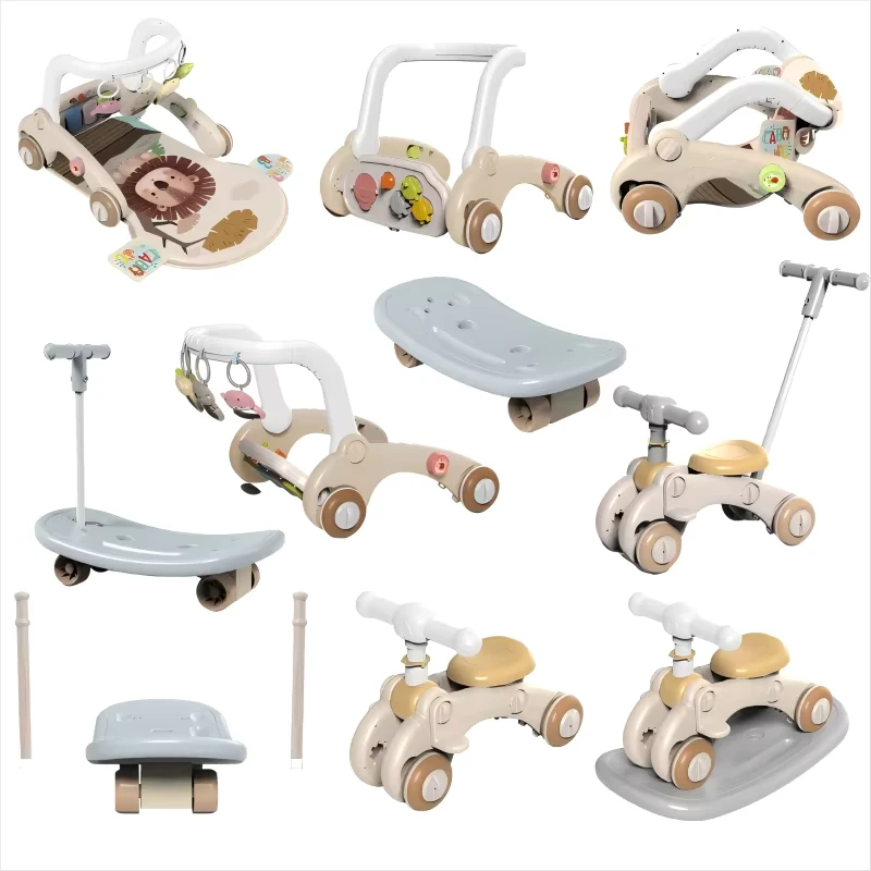 10 in 1 Educational Baby Walker Toy Trolley with Moses Basket Play Mat Rocking Horse Pedal Piano Musical Soft Made of Plastic