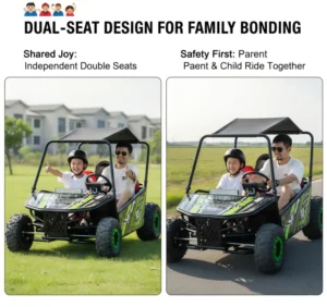 1000W 48V Electric Go Kart for Kids and Adults with Double Brake Pedals Outdoor 30km Range
