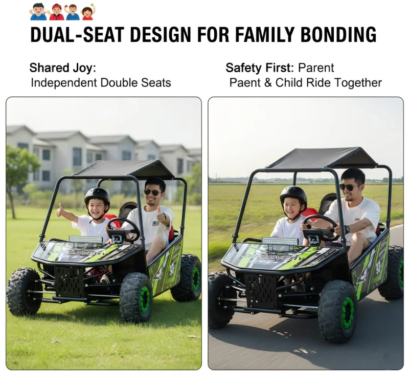 1000W 48V Electric Go Kart for Kids and Adults with Double Brake Pedals Outdoor 30km Range