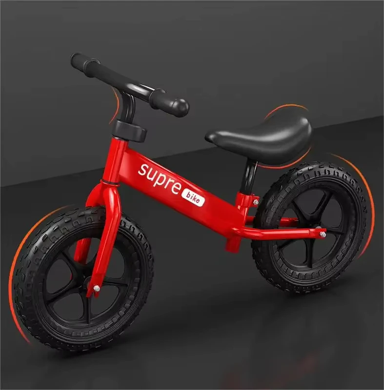 12" Red EVA Tires Balance Bike Kids Adjustable Seat Handlebar No Pedal Foldable Balance Bicycle for 12Month+ Kids