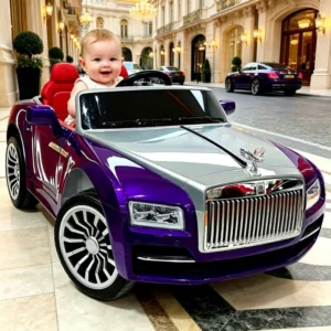 123cm Luxury Rolls Royce Electric 4EVA Wheel Ride On Drive Leather Seat Remote Control Car Kids Baby 12V Car Toy Vehicle