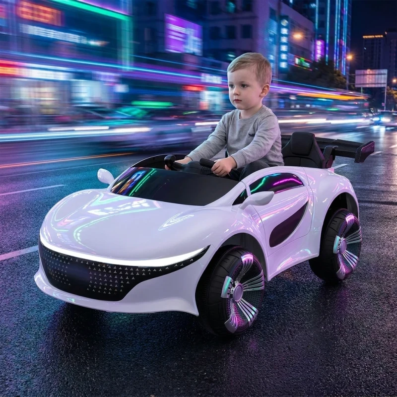 12V Battery Powered Plastic Kids Electric Ride on Car for 5 to 7 Years 2 to 4 with Dual Motors and Remote Control
