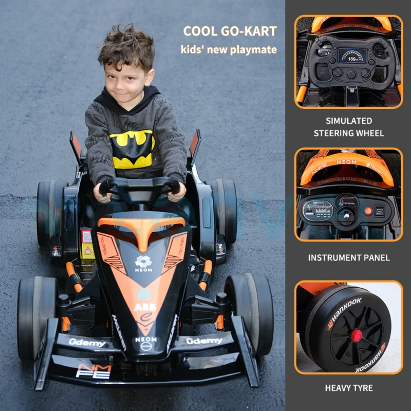 12V Electric Go Kart for Kids Remote Control Racing Ride Car Formula E Design Durable Plastic