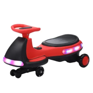 12V Electric Wiggle Car with Pedal for Kids Rechargeable 2 in 1 Swing Car Drifting Ride on Toys with Flashing Wheel Light Music