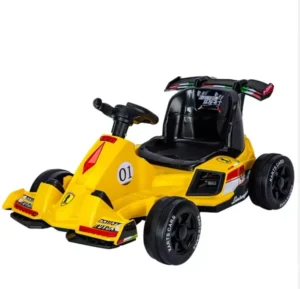 12V Kids Electric Ride on Go Kart Car with LED Dynamic Music Early Education USB for Toddlers Birthday Gift Outdoor Home Use