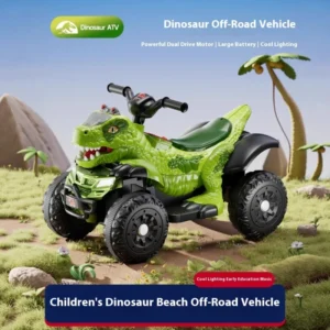 12V Power Wheel Dino Racer Battery Powered Ride on ATV Dinosaur Toy Green