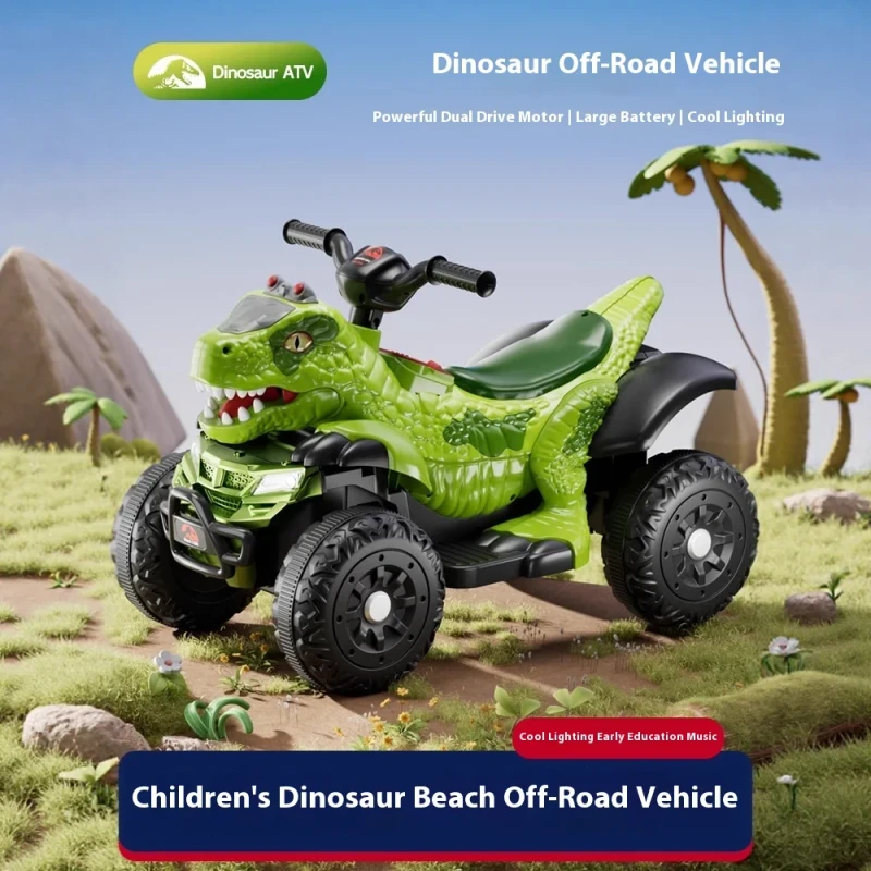 12V Power Wheel Dino Racer Battery Powered Ride on ATV Dinosaur Toy Green