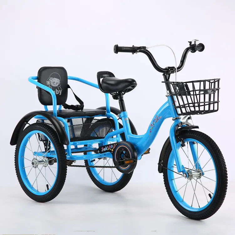 16"/18" New Design Children's Tricycles Double Seat 3-Wheel Bike for Kids Aged 2 to 5 Years Kid's Toy Car