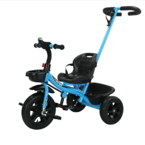 2 13Y Kids 3 in 1 Push Ride Tricycle Anti Rollover Wide Shock Absorbing Wheels Storage Basket