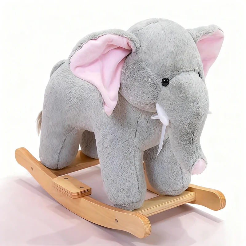 2-6 Year Old Children's Plush Toy Gray Elephant Rocking Horse as a Gift for Children