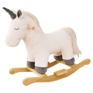 2-6 Years Children Plush Stuffed Animal Riding Toys Infant White Unicorn Children Ride on Animal Kids Wooden Rocking Horse