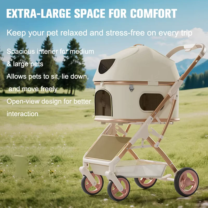 2 In 1 Pet Stroller Foldable Lightweight Dog Cat Bike Trailer Detachable Breathable Pet Pushchair For Outdoor Travel Walking