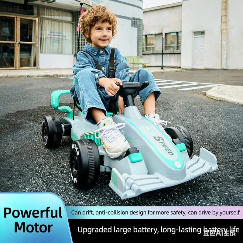 2-Seater Electric Ride On Car for 2-4 Year Olds 4 Wheels ABS Material Shared Space for Siblings