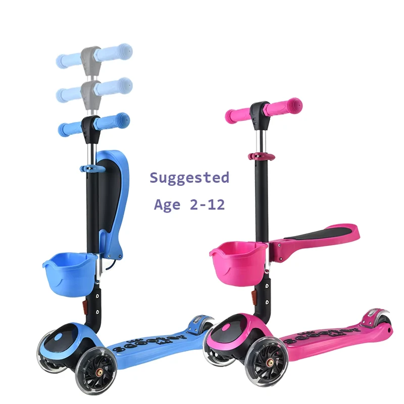 2 in 1 Baby Kids Scooter With Seat & Basket