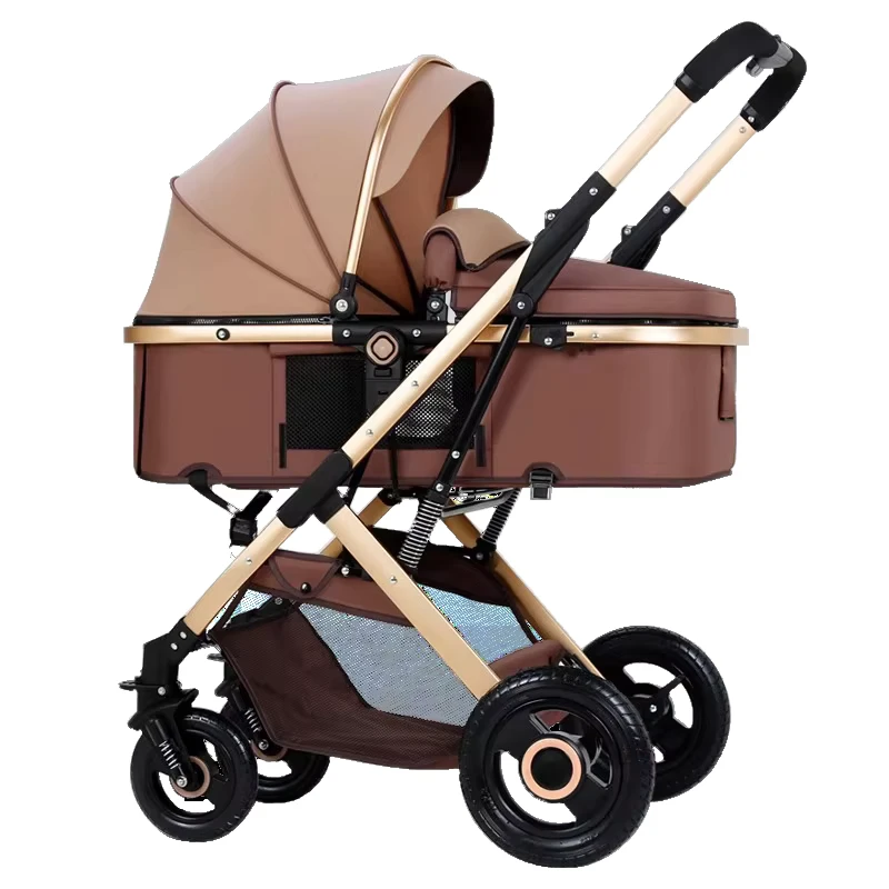 2 in 1 Baby Stroller with Bassinet Mode Folding Infant Newborn Pram Stroller with Reversible Seat Toddler Strollers