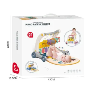 2 in 1 Baby Walker & Activity Gym Mat with Musical Piano and Pedal Functions Plastic Educational Toy for 0 7 Years