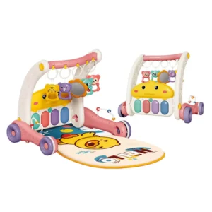 2 in 1 Baby Walker Convert Baby Activity Gym Mat Multiple Function Infant Piano Rack Pedal Kids Educational Toys Walker