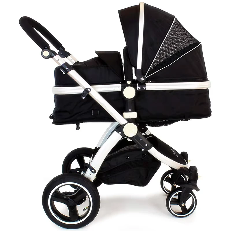 2 in 1 Convertible Baby Stroller with Aluminum Frame 3 Stage Canopy & Large PU Wheels